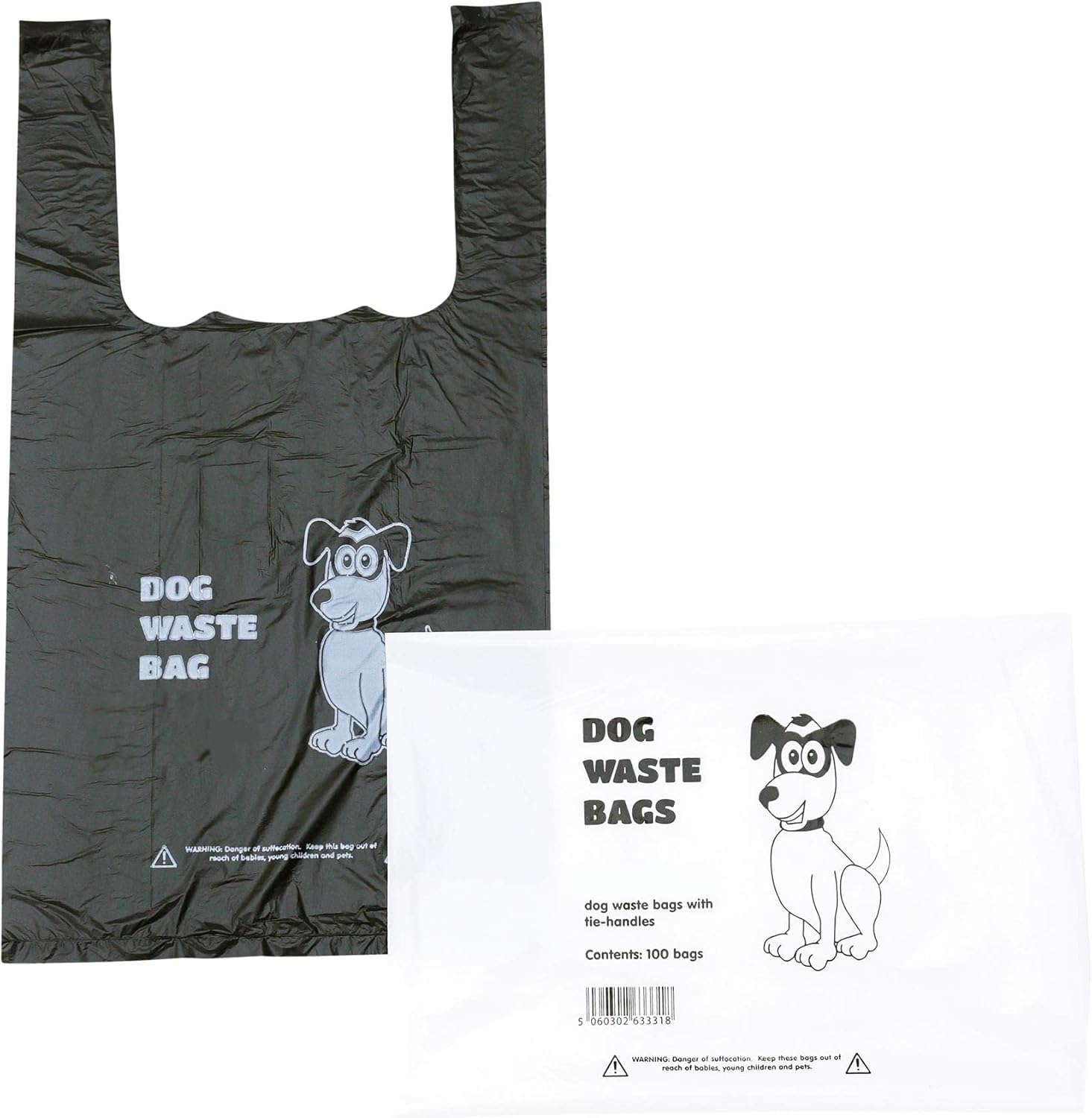 Pack of Dog Poo Bags 500 x Dog Waste Bags Black with Tie Handles (1