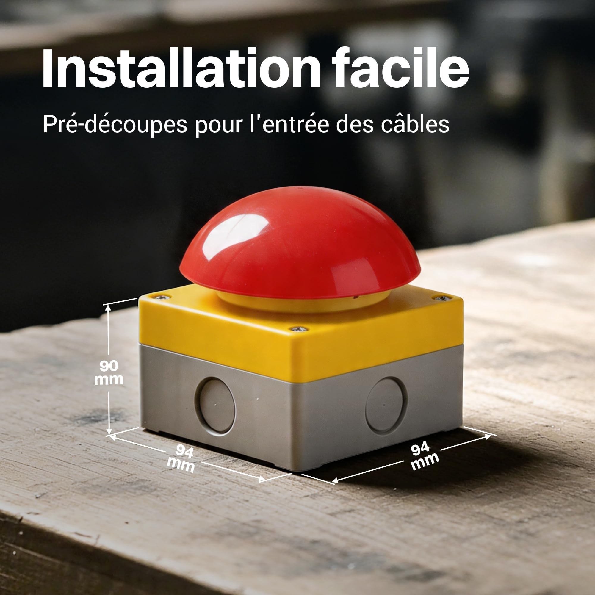 Bouton manuel brut Bouton poussoir Interrupteur Bouton champignon Pédale de commande Arrêt d'urgence Buzzer ouvre-porte 1NO+1NC Ouverture positive Rouge/jaune Fonction de verrouillage IP65