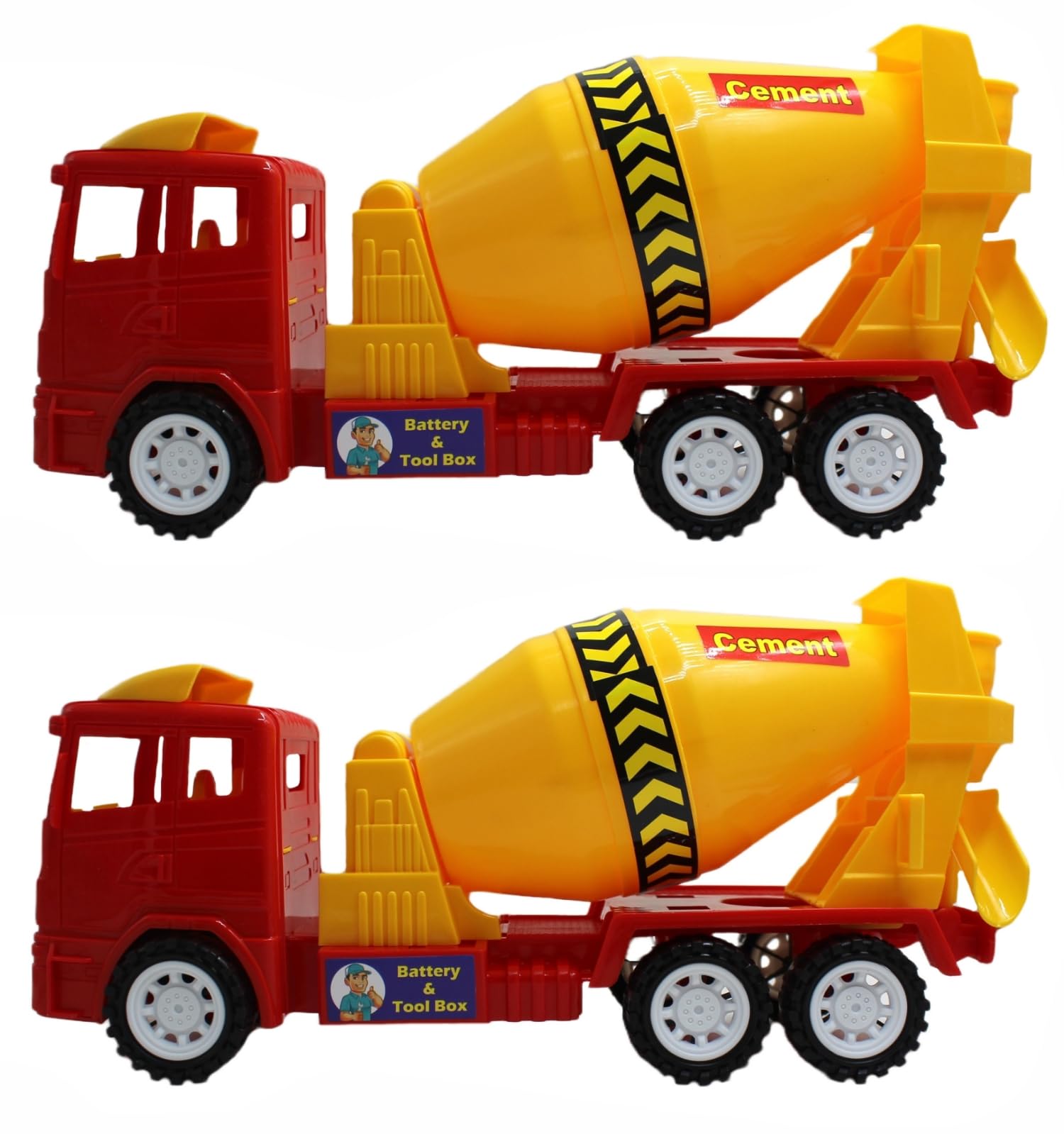 Neoinsta Big Size Friction Powered | Push and Go | Run Fast Plastic Made Cement/Concrete Mixer Truck | Engineering Trucks | Construction Trucks Vehicle Toys for Kids (red and Yellow: Pack of 2) (B0D7YTHCN5) Amazon Price History, Amazon Price Tracker
