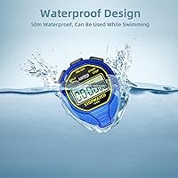 Vista 3 de ANTEQI Cronómetro impermeable, pantalla grande, cronómetro simple con función de encendidoapagado, sin reloj, sin calendario, sin alarma