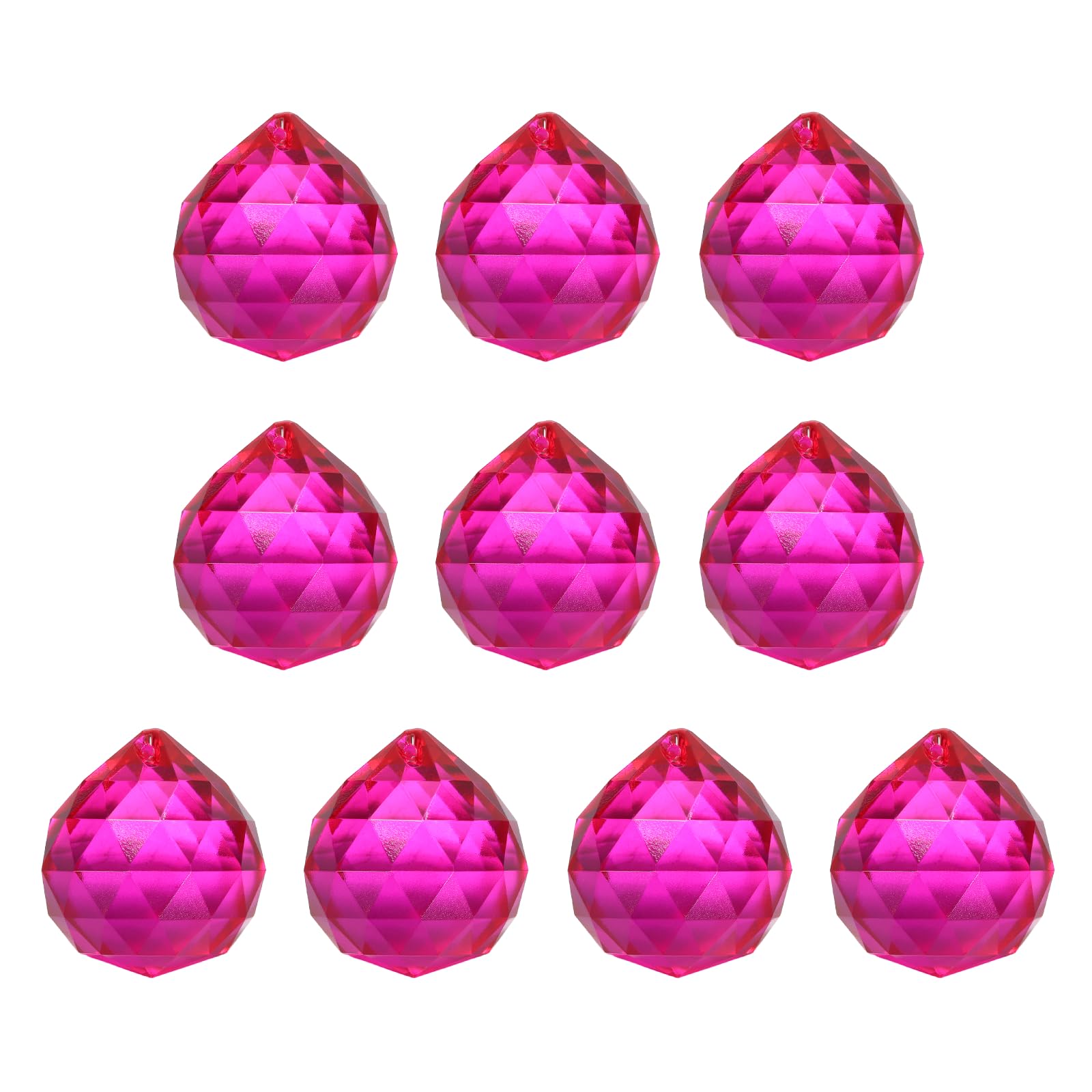YELARXI Crystal Ball Prisms, Sun Catcher Hanging Prism Sun Catcher Pendant 18mm / 0.71Inch & 10 Pack & Rose Red-Fitting for (Outdoor/Indoor/Windows/DIY Decor/Feng Shui/Chandelier)