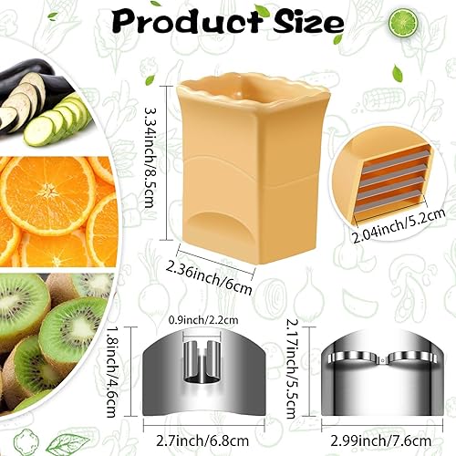 Miniatura 3 de Cortador de tazas de 4 piezas, cortador de frutas y protector de dedos de acero inoxidable para cortar herramienta de cocina para verduras y frutas