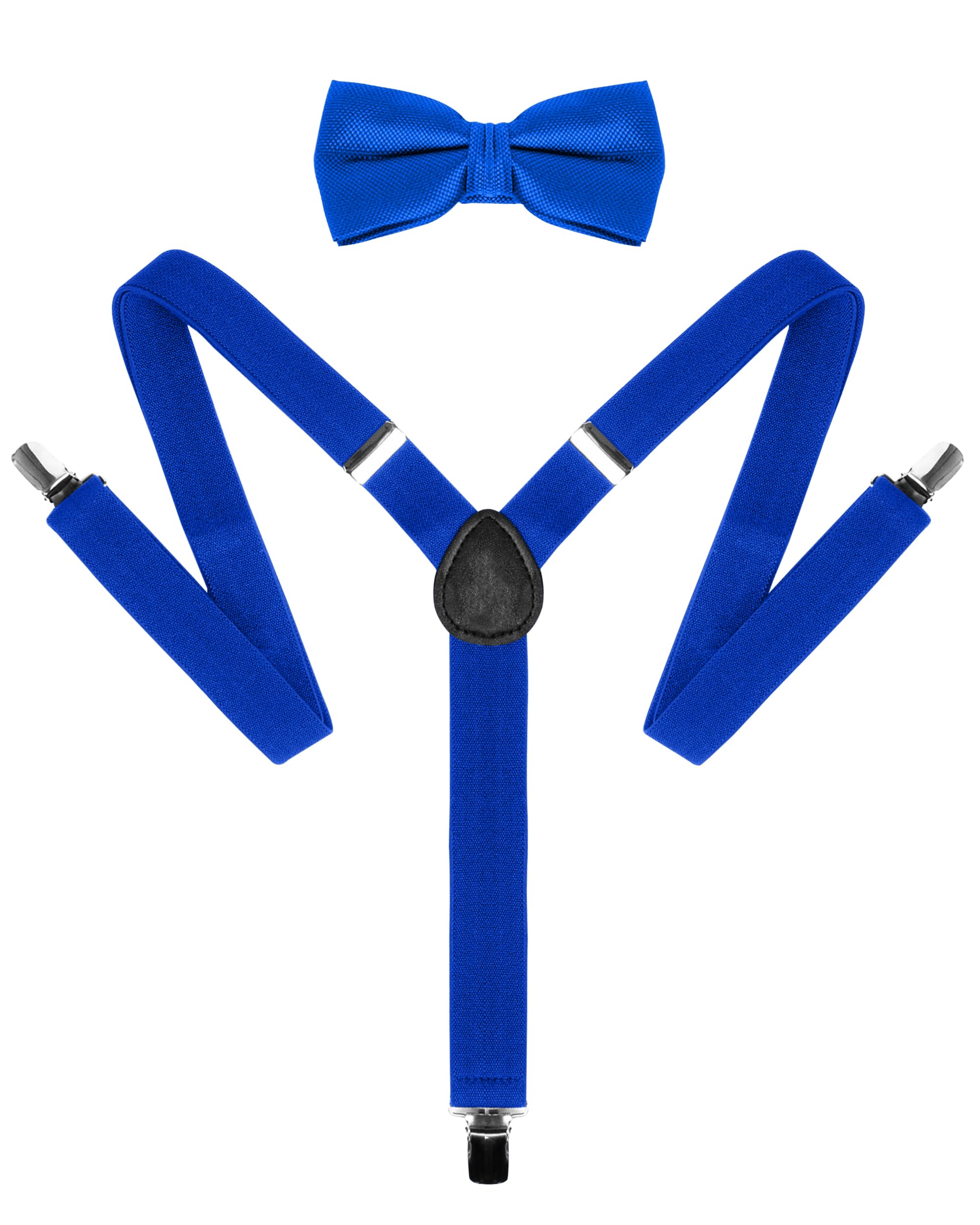 Umo Lorenzo Kids Suspender and Bowtie Sets - Adjustable Y Shape Suspenders for Boys Ages 8-12