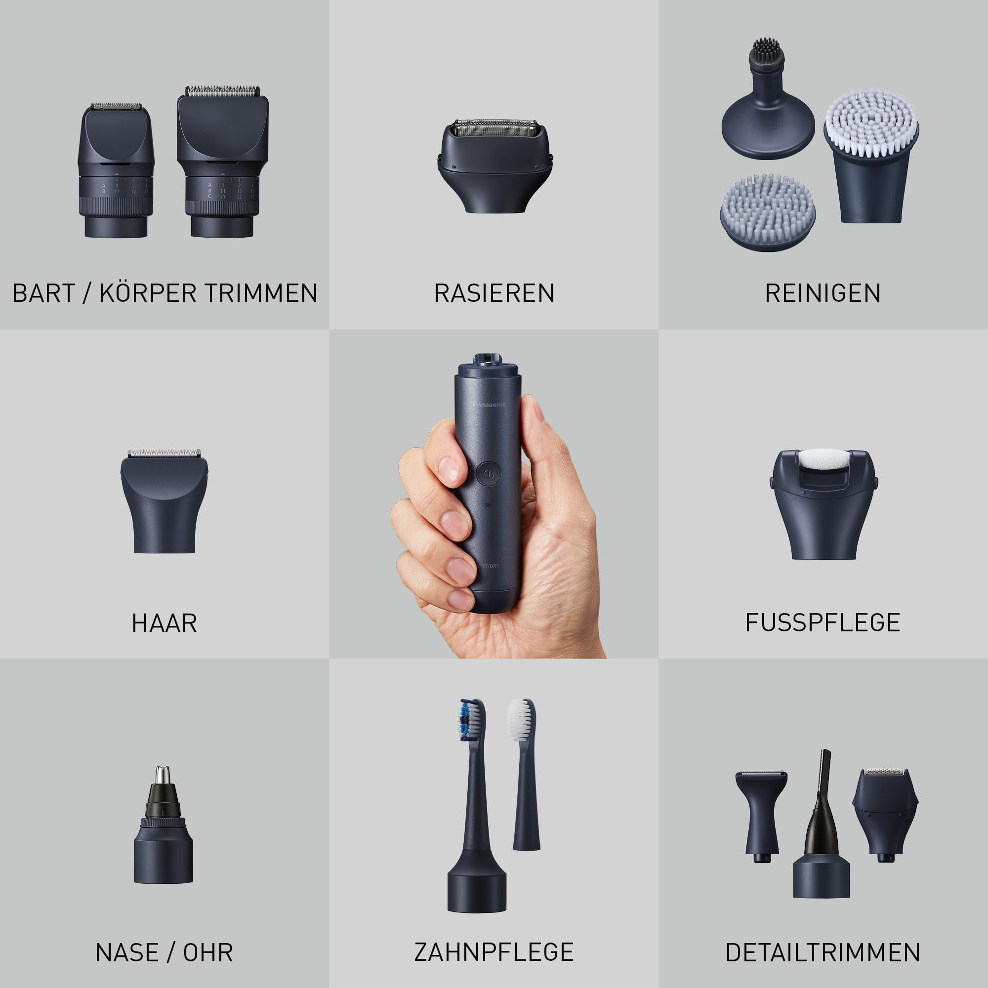 Panasonic Multishape ER-CBL1 Handstück, Lithium-Ionen-Akku, Schwarz