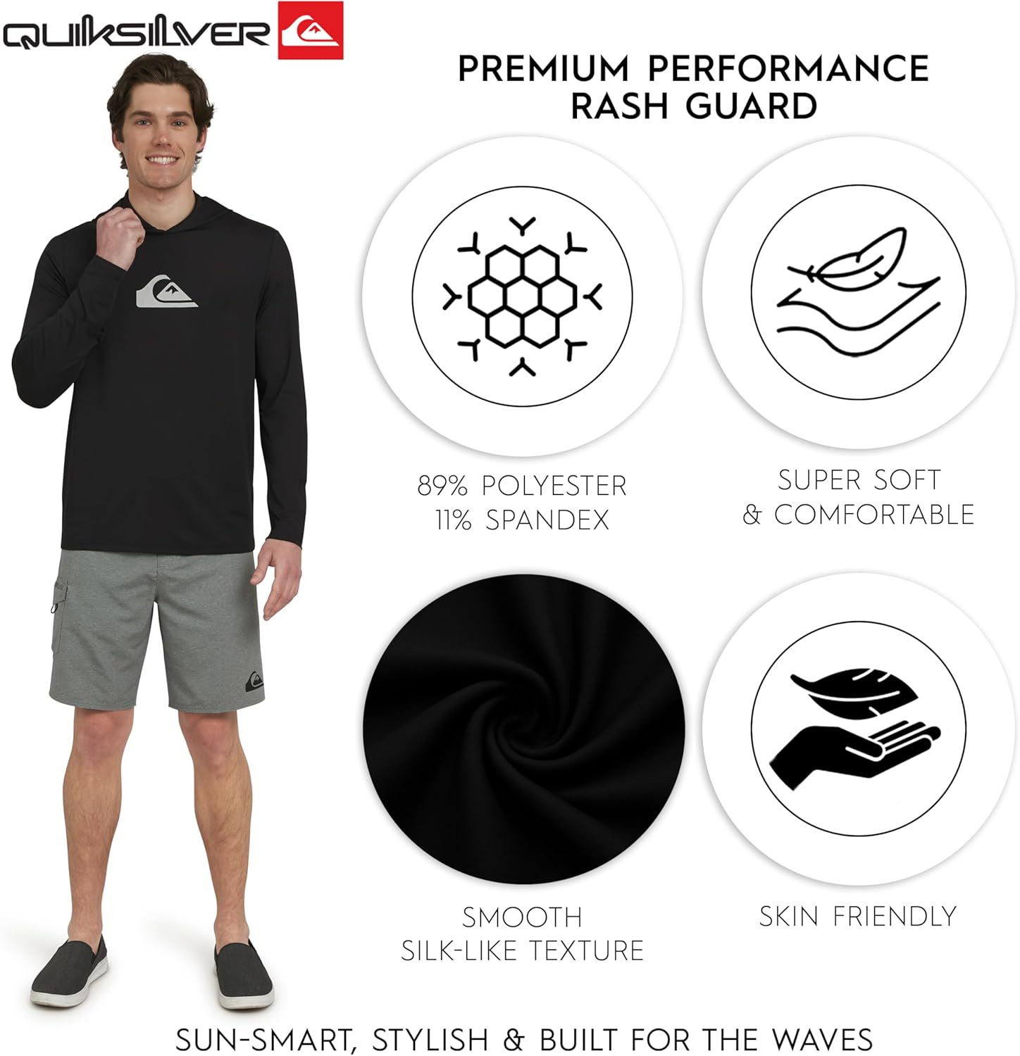 Quiksilver Men's Swimwear Regular Fit UPF 50 Sun Tee Hooded Rash Guard Shirt (S-XXL) - Image 3