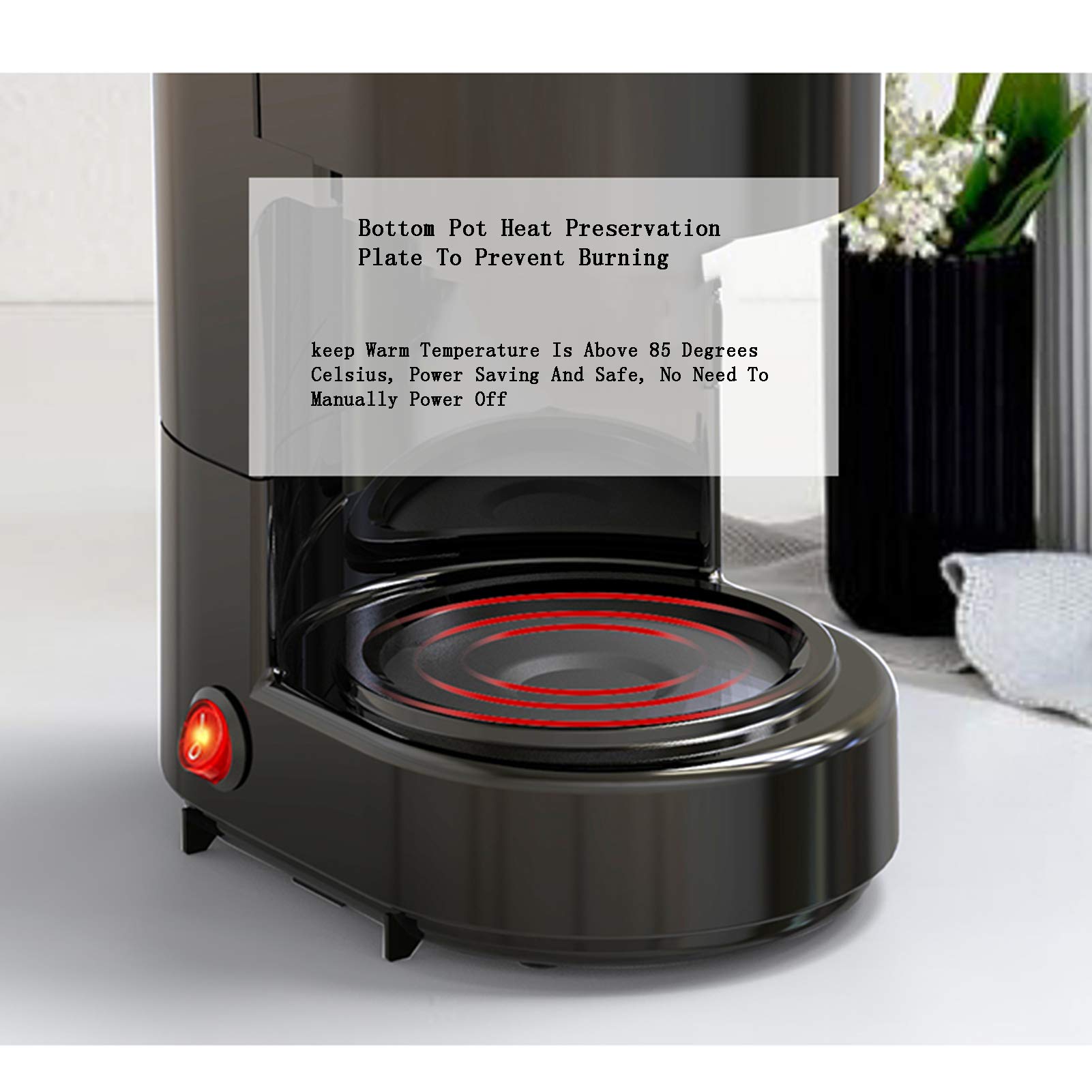 Ekspres do kawy Domowy automatyczny, ekspres do kawy z filtrem ze szklanym dzbankiem, ekspres do kawy American Drip, 600 W, biurowy ekspres do herbaty, czarny B