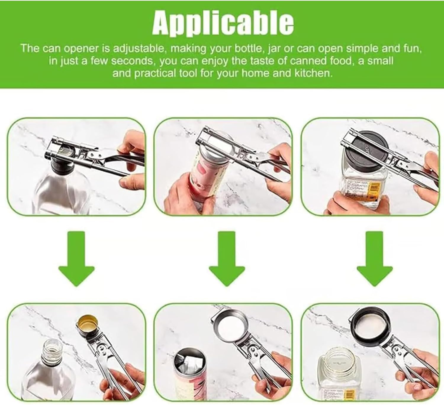 Adjustable Stainless Steel Jar Opener, Multifunctional Jar Openers for Weak Hands, Jar Opener for Weak Hands, Ease of Opening for Seniors Kids (2pcs)