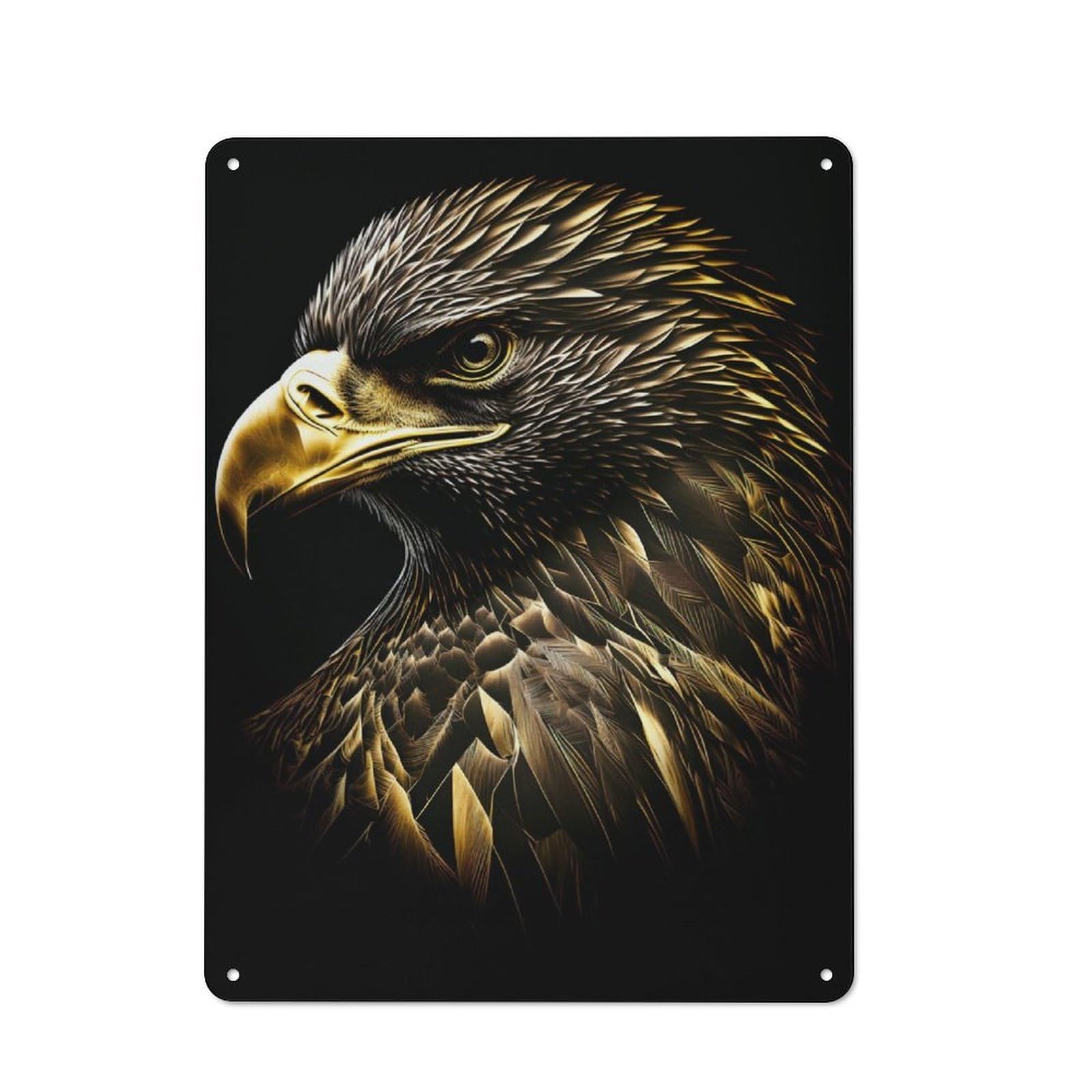 Junmoney The Gold Black Eagle 40X30cm Retro Metal Plaque With For Garage Or Workshop, Housewarming Present For People Styling Garage And Workshop
