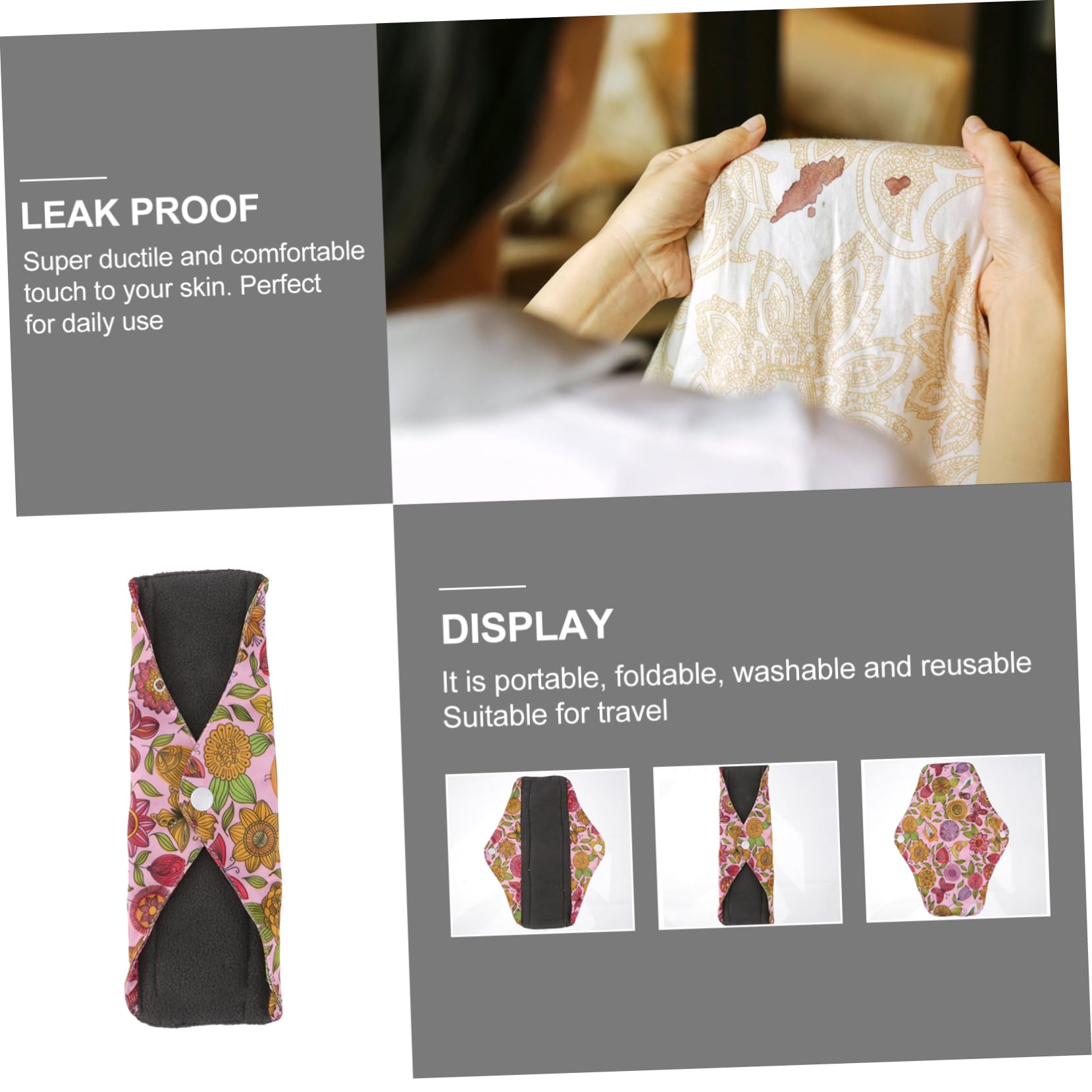 GLEAVI 10piezas Toallas Sanitarias Reutilizables Lavables Para Mujer Compresas Portátiles Capa Absorbente De Mediano Para y Abundante
