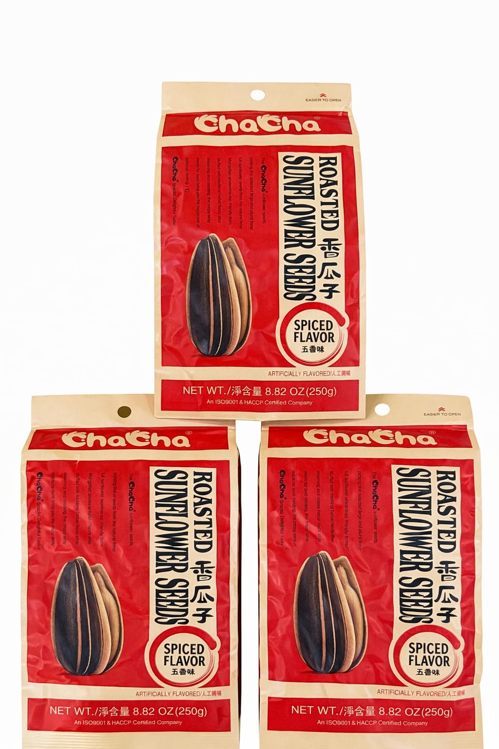 ChaCha Roasted Sunflower Seeds (3 bags) (1, Spiced Flavor)