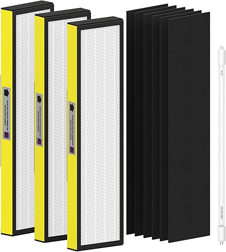 Paquete de 3 filtros de repuesto FLT5000 True HEPA C con 1 bombilla de repuesto UV-C compatible con G-Guardian Air Purfier AC5000 AC5000E AC5250PT