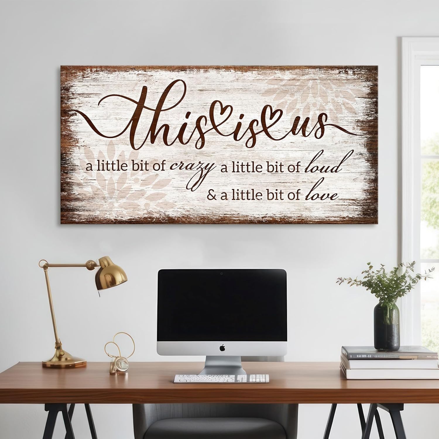 llribbons This Is Us Canvas Wall Art Living Room Decor Inspirationl Artwork Wooden Frame Motivational Mindset Print Pictures for Bedroom Bathroom Home Office Decoration Ready to Hang 23" x 46"