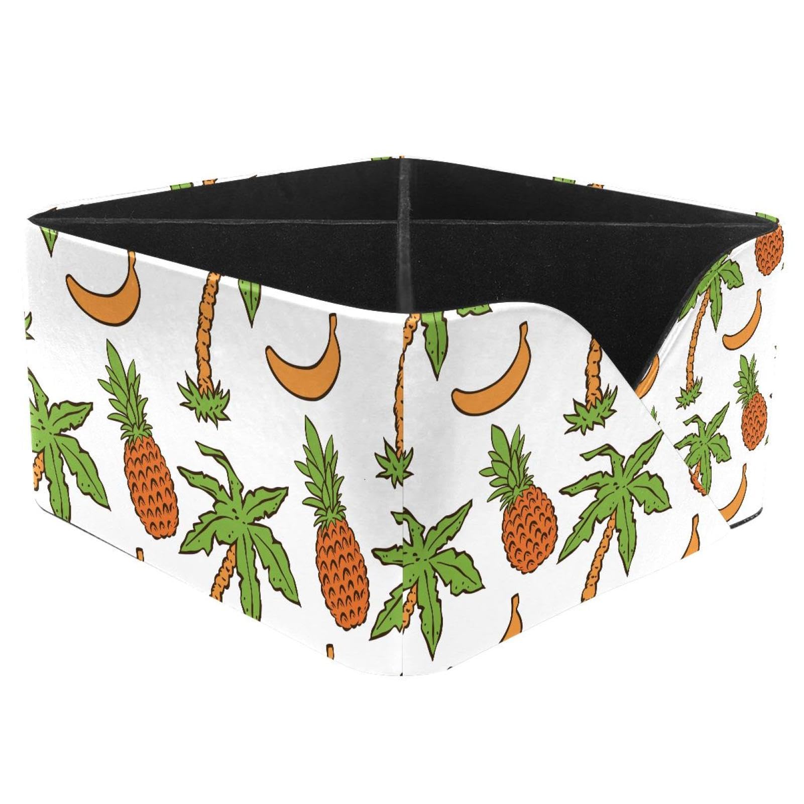KengjuTesu Abstract Floral with Tropical Coconut Palm Trees Desktop Organizer Pen Holder, Rectangular Pencil Cup for Office, Study and Makeup Stations