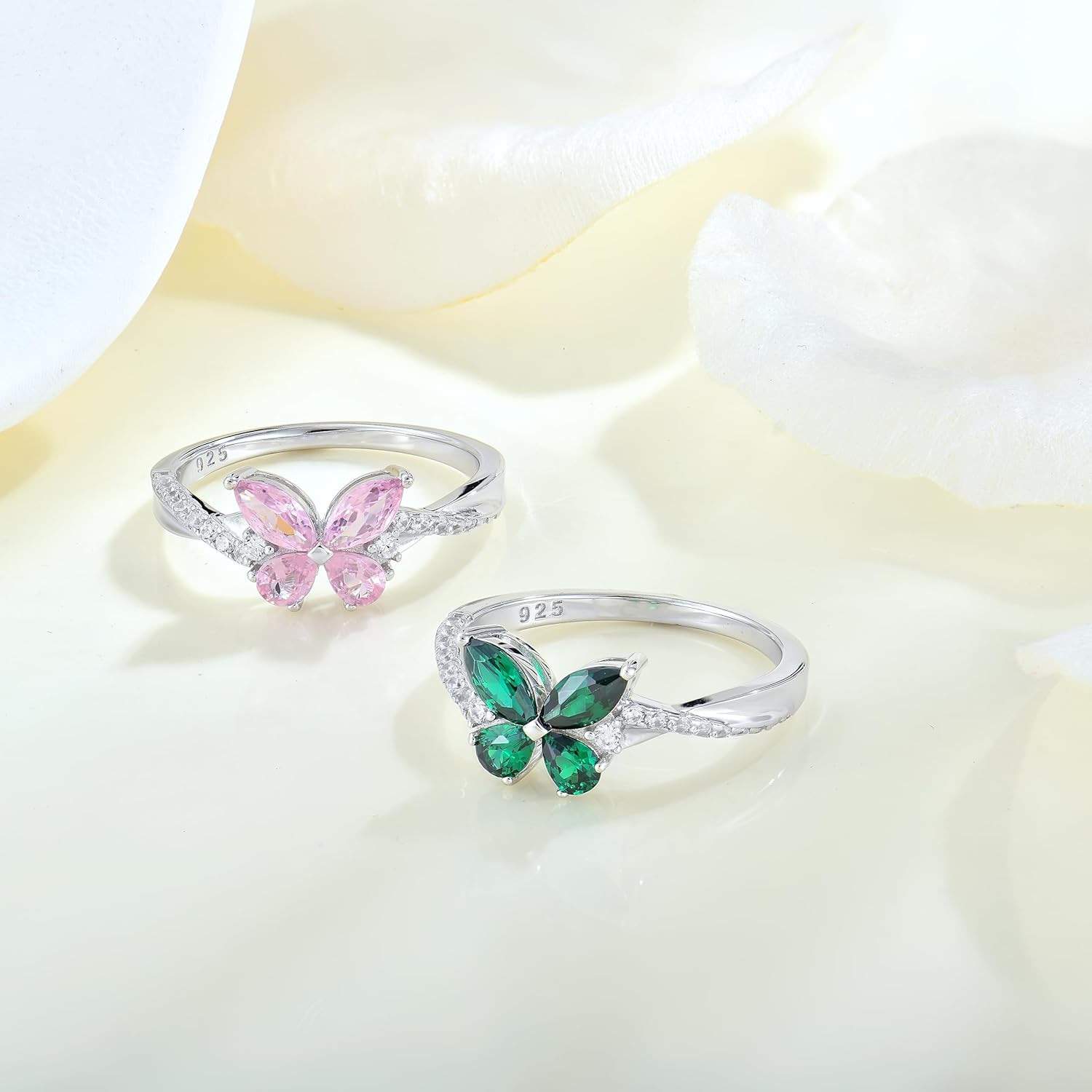 Twisted Ring 925 Sterling Silver Butterfly Rings Infinity Band Birthtone Jewelry for Women - Image 3