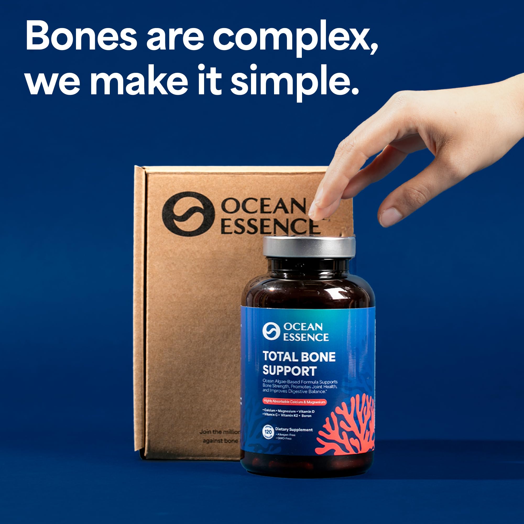OCEAN ESSENCE Total Bone Support - Plant-Based Algae Calcium Supplement for Supporting Bone Density & Strength - for Men & Women 35+ - 120 Natural Calcium Capsules - Vitamins for Optimal Health — Amazon image 5