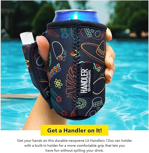 Miniatura 2 de Lit Handlers Soda Can Handle  Mangas enfriadoras de latas de 12 onzas material de neopreno para cerveza, refrescos y otras bebidas  Aislador de