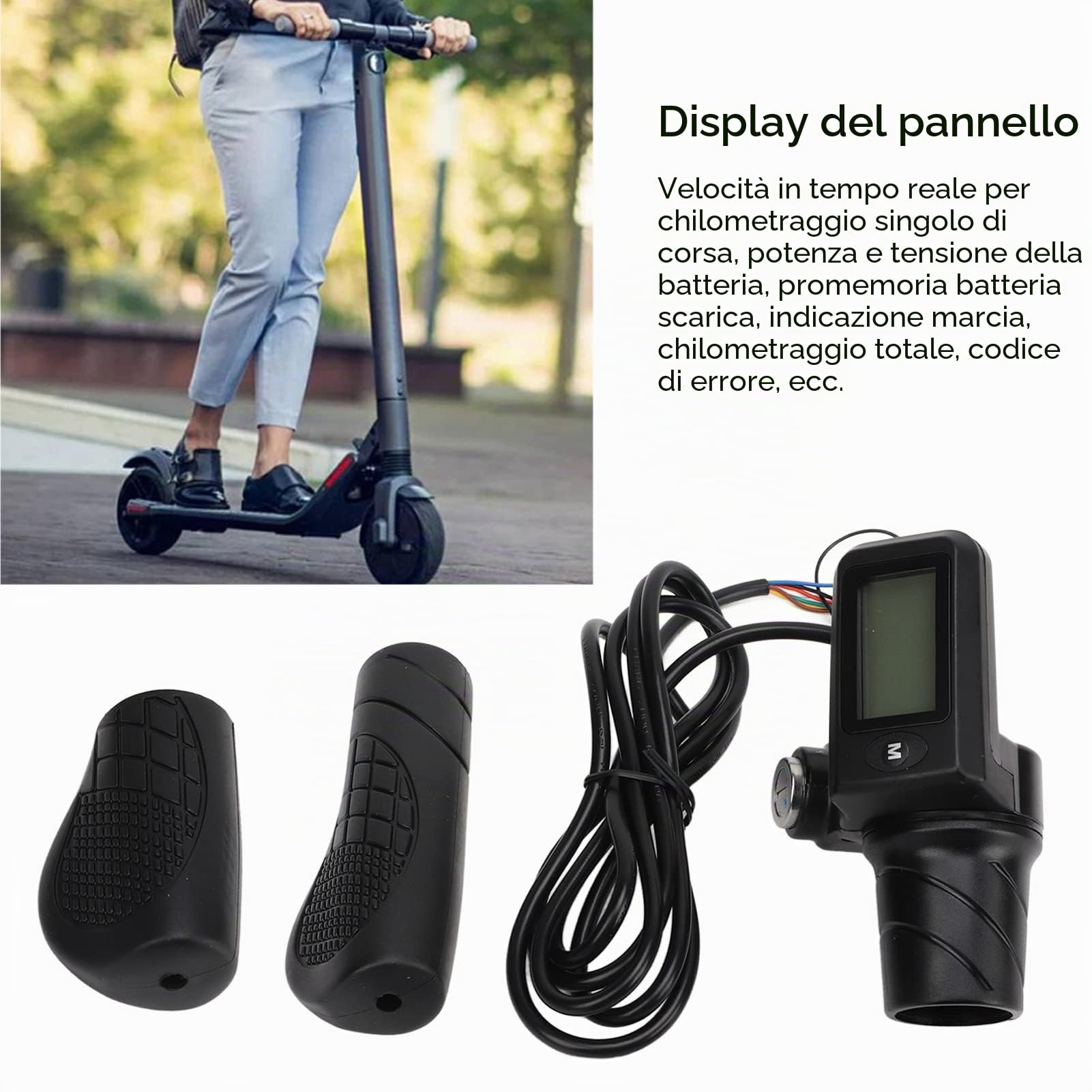KENANLAN 805 Pannello Display LCD Set di Manopole Dell'acceleratore Bici Elettrica Scooter Twist Half Throttle Grip con Pannello LCD per Manubri da 22,5 Mm