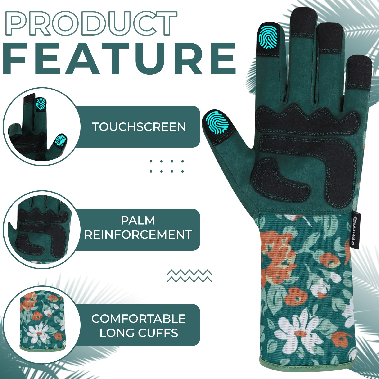 SAWANS Long Gardening Gloves for Women Men Thorn Proof Garden Gloves Safety Breathable and Comfortable Extra Long Forearm Protection for Rose Blackberry Pruning &Yard & Outdoor Work (Green - Image 2