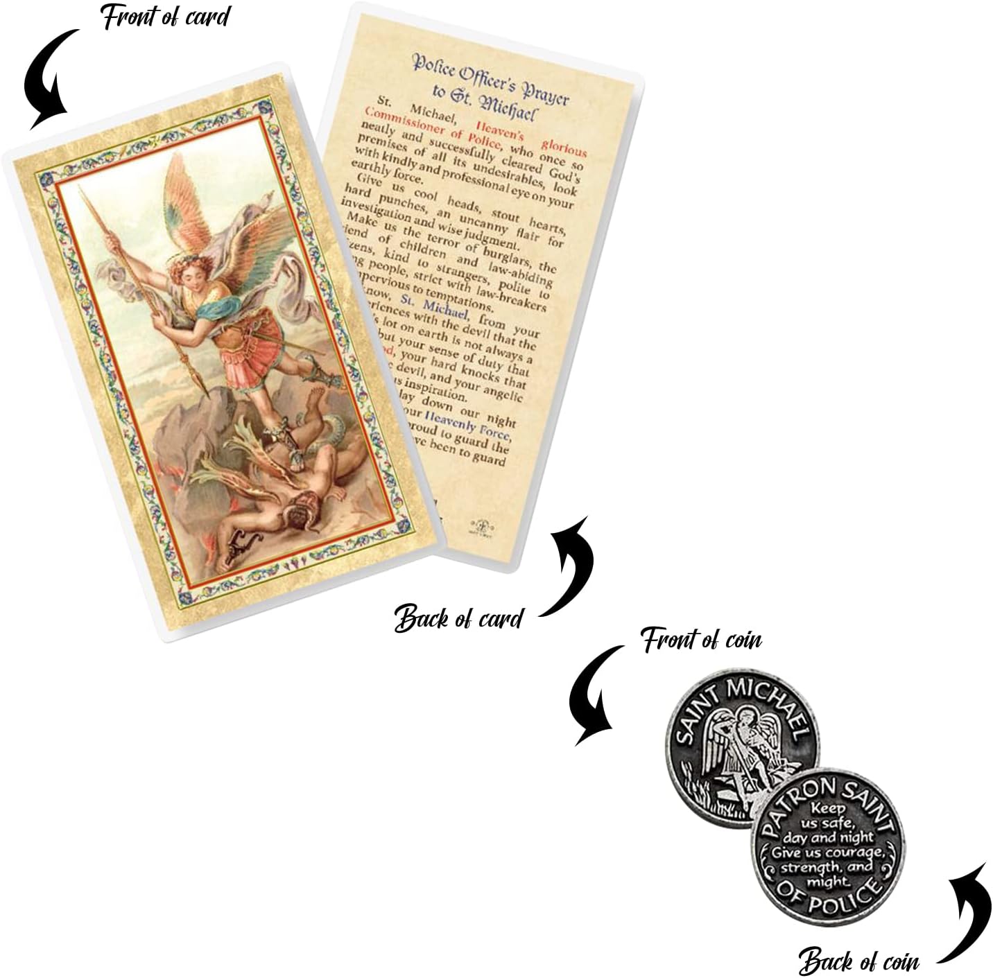 Laminated Saint Michael Prayer Card - St Michael Police Prayer Tokens, The Lord's Prayer - Patron Saint of Law Enforcement Themed Set of Police Officers Prayer Cards and Tokens - Total 7 Items - Image 5