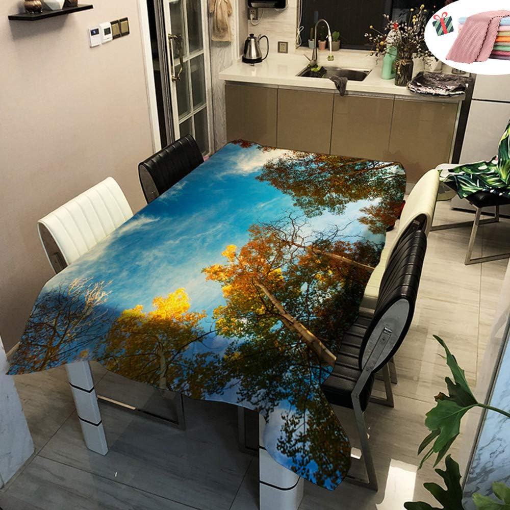 Morbuy Tablecloths Rectangular Wipe Clean Waterproof Table Cloth Stain-Resistant Forest Nature Printing Table Cover for Home Kitchen Dining Garden Party (Wilderness,140x140cm)