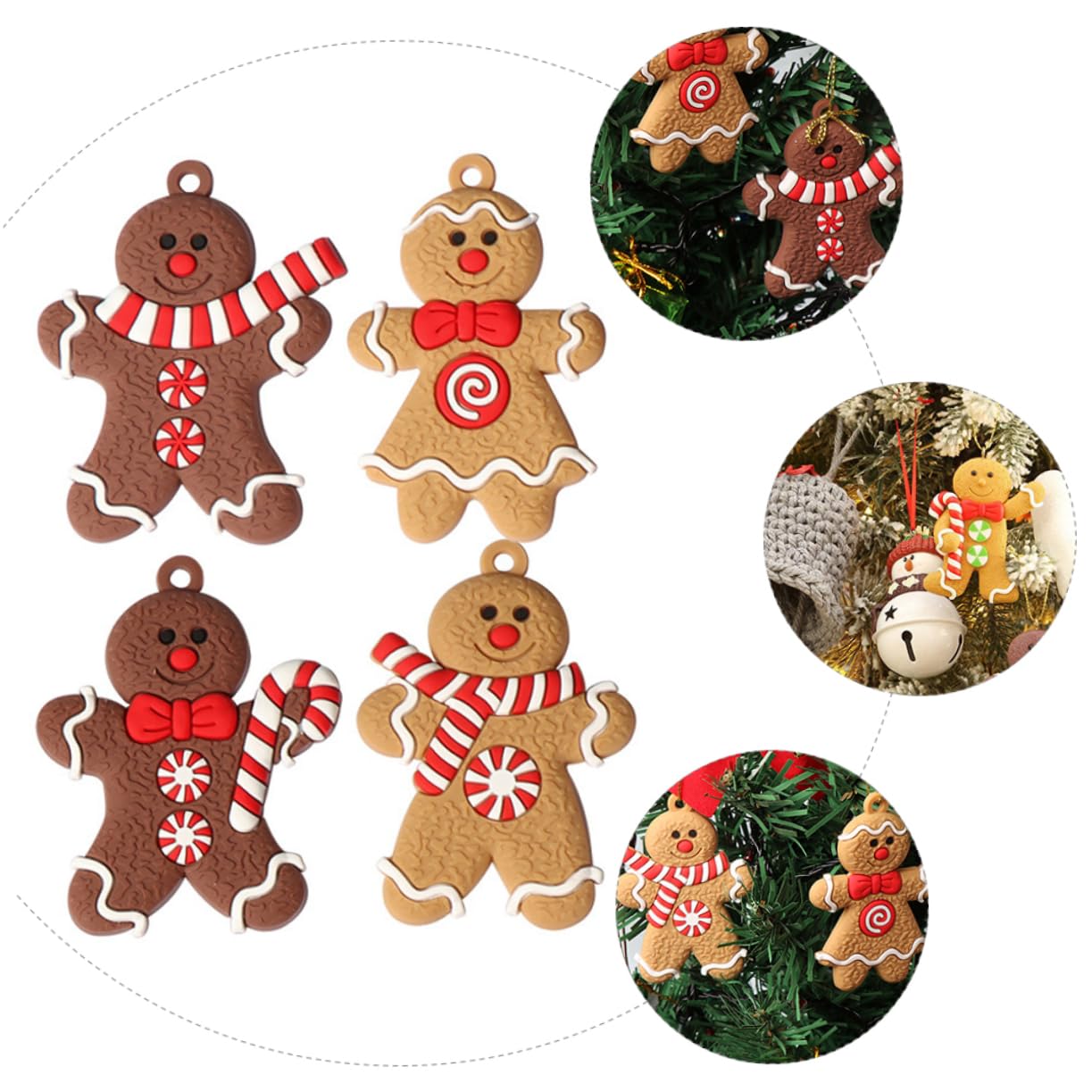 Cabilock 24 Piezas Adornos Colgantes para Árbol de Navidad PVC con Diseño de Hombre de Jengibre para Decoración Festiva