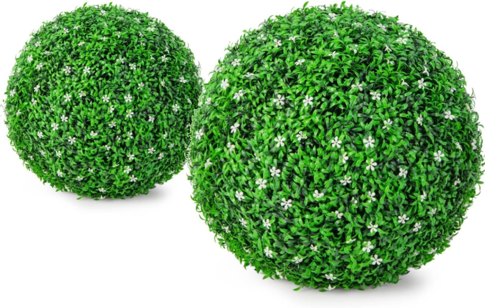 COSTWAY Set of 2 Artificial Topiary Balls, 40cm/48cm Faux Boxwood Balls
