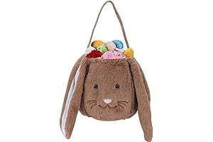Personalized Easter Bunny Baskets with Plush Brown Bunny Ears