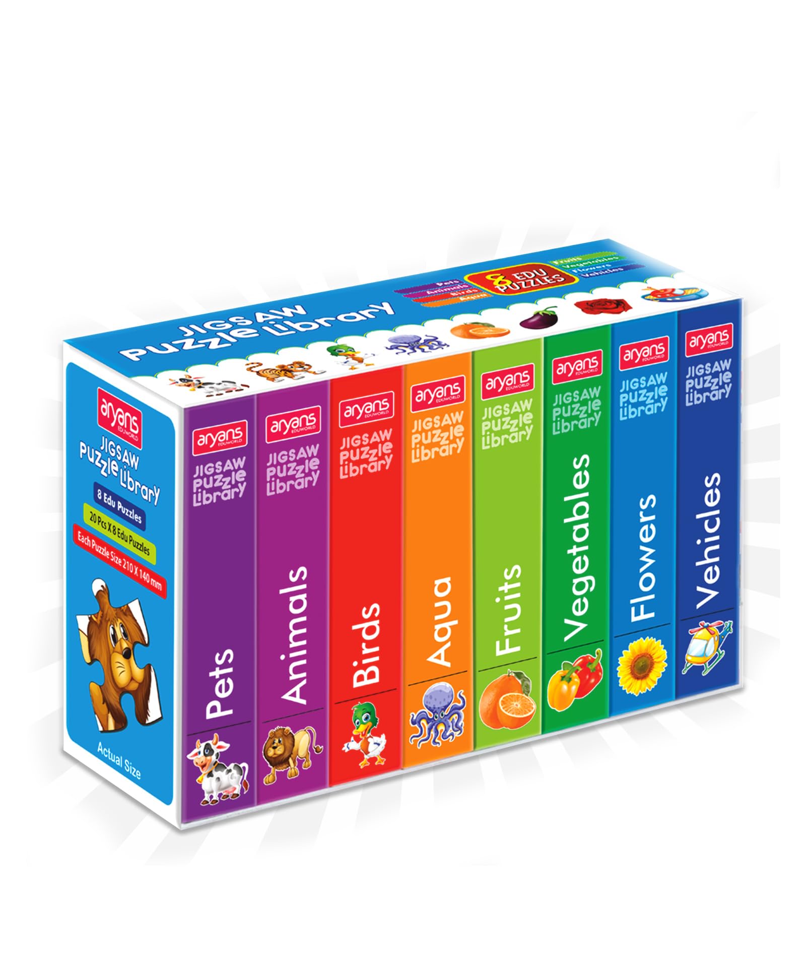 YUIOP - Jigsaw Puzzle Library - Jigsaw Puzzles for Kids - Explore Pets, Animals, Birds, Aqua, Fruits, Vegetables, Flowers, Vehicles - Fun & Learn (Pack of 8)-image-31