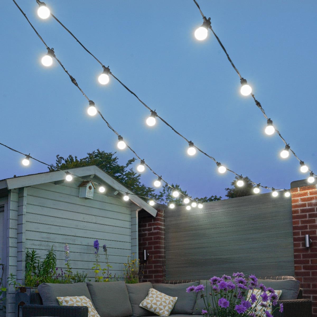 Festive Lights White Connectpro Outdoor Festoons - Black Rubber Cable - Connectable - Smd Leds - Frosted Bulbs - With Plug (35M, )