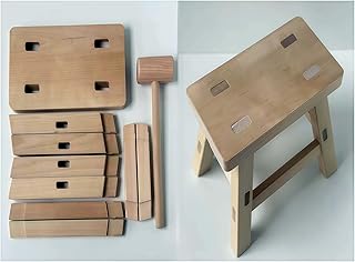 DIY Wooden Stool Kit, Mortise and Tenon Construction, 9.4 x 5.1 x 7.9 inches, Natural Birch Tree