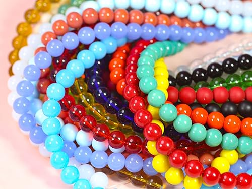 Miniatura 7 de Juego de 600 cuentas de vidrio surtidas de 0.394 in, hechas a mano, redondas, suaves, sueltas, cuentas kawaii, a granel para fabricación de joyas y