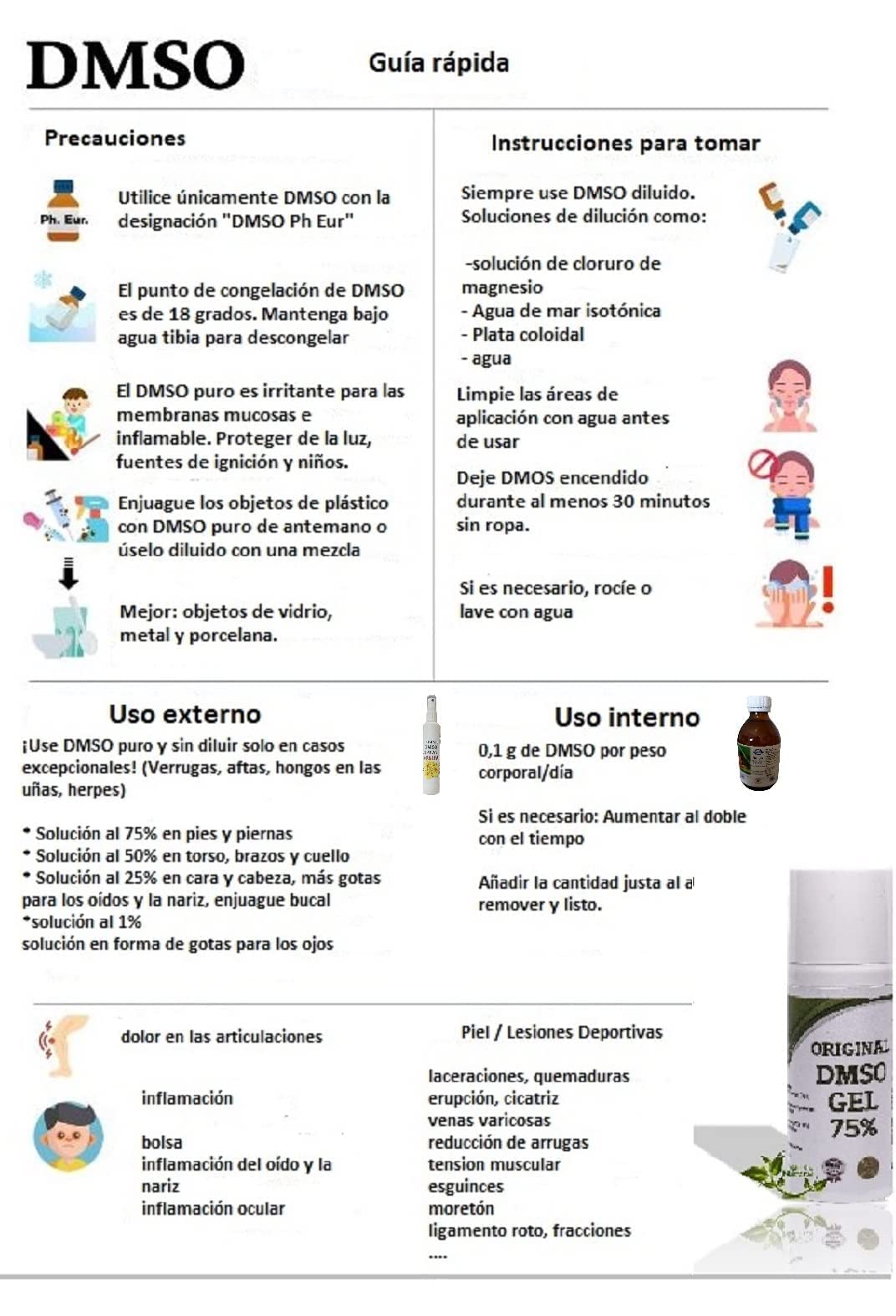 DMSO Gel - DMSO ungüento de DMSO con hierbas de árnica, 99,9% de pureza dimetilsulfóxido Ph. EU