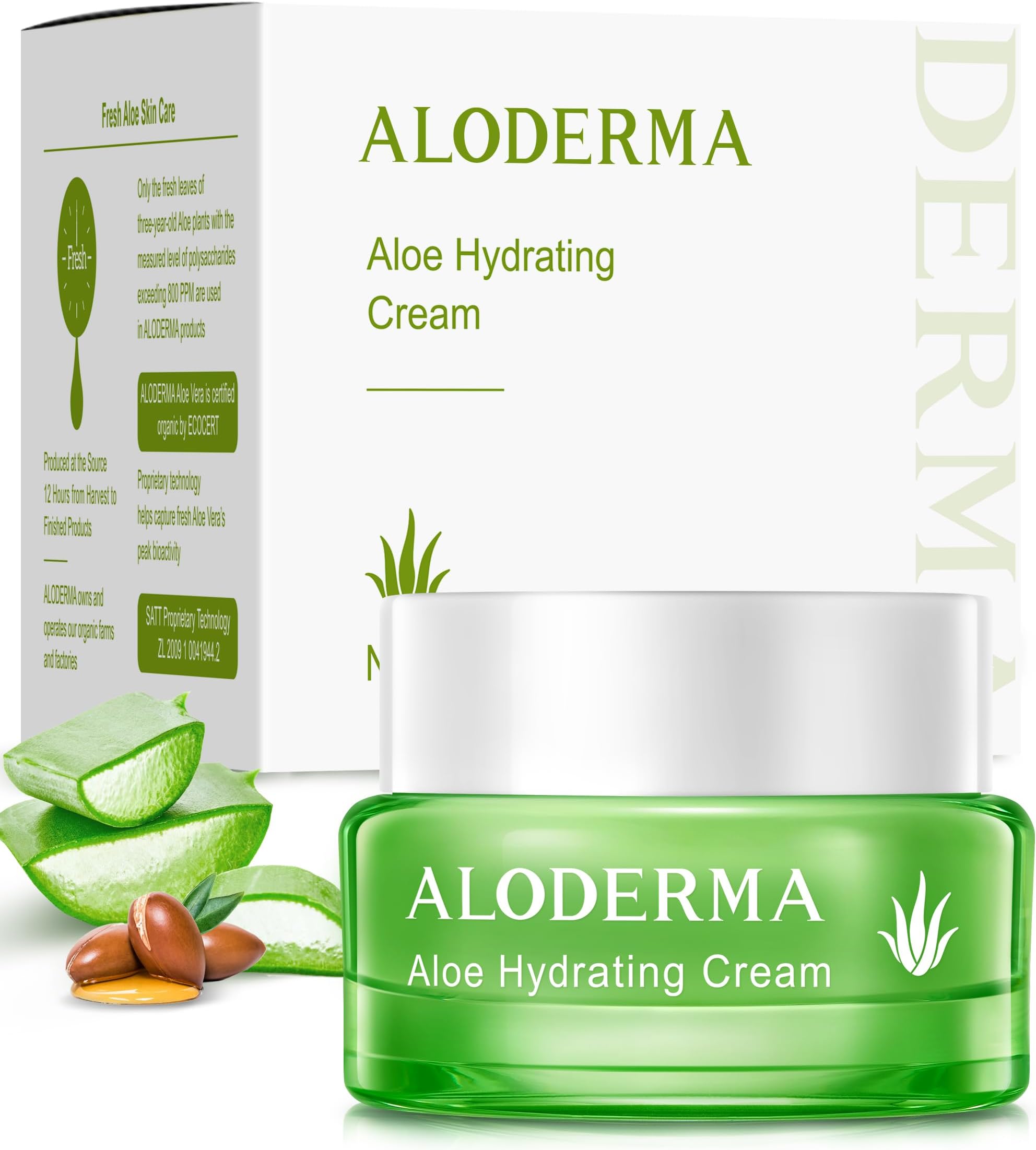 Aloderma Organic Aloe Vera Vitality Hydrating Cream, Offers Deep Hydration and Skin Loving Botanical Nutrients, Creates All Day Hydration to Lock in Moisture 50ml (50g)