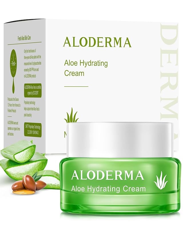 Creme hidratante facial Aloderma com aloe vera orgânica 65% e ácido hialurônico, 50 mL