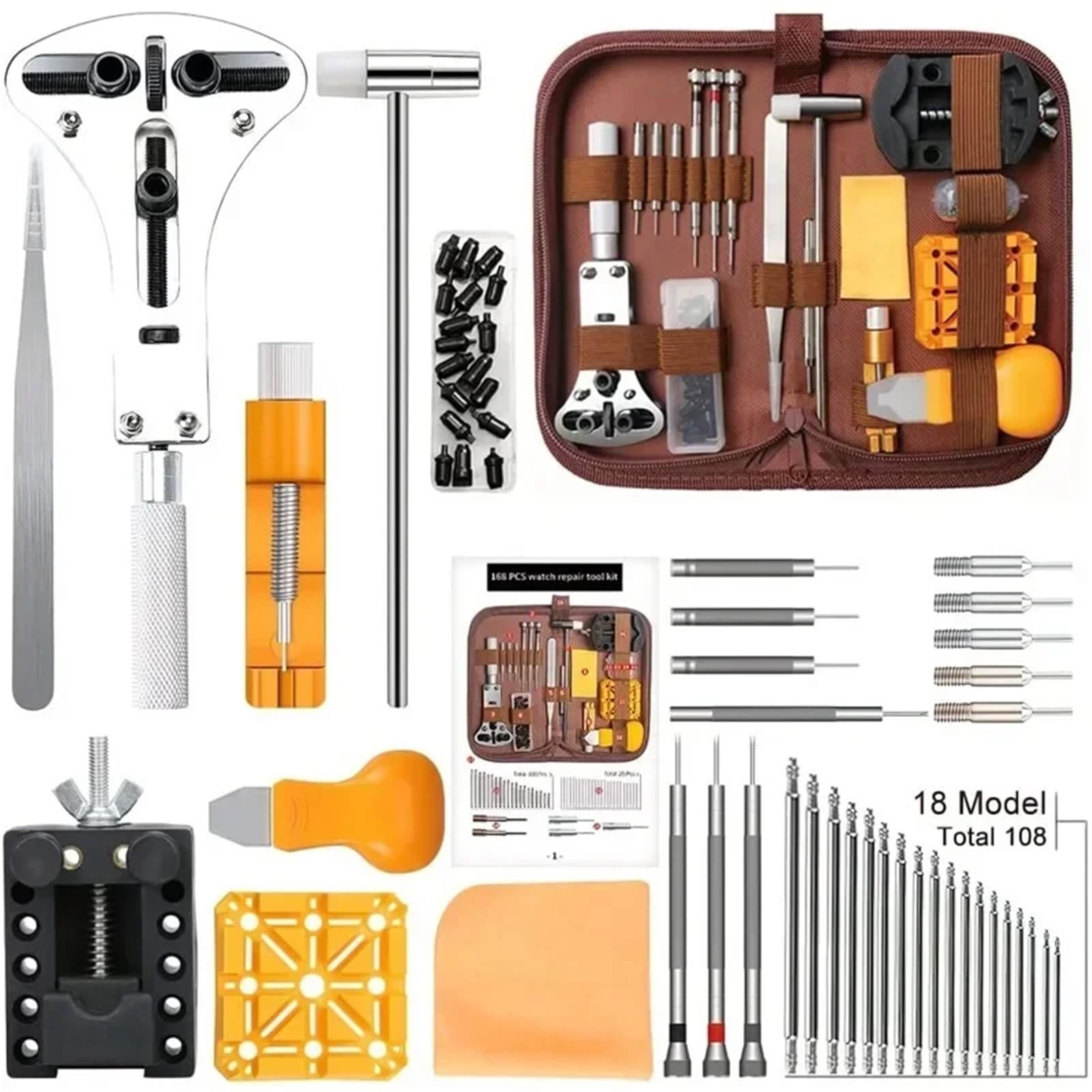 Kits de reparación de Relojes, 168 Piezas, Herramientas de reparación de Relojes, Extractor de pasadores, abridor de Cajas, Extractor de Bar