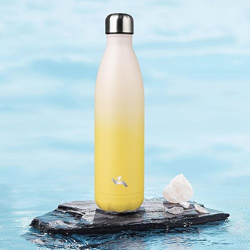 Miniatura 6 de Botellas de agua aisladas, 25 onzas, doble pared de acero inoxidable, termo de metal Vacumm para viajes deportivos, limón