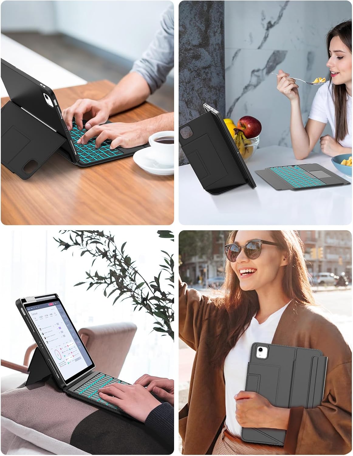 IVEOPPE Keyboard Case for iPad Air 11-inch (M4/M3/M2, 5th/4th Gen) & iPad Pro 11 (1st-4th Gen) - Magnetic Detachable, 7-Color Backlit, Precision Trackpad with Pen Holder, Black