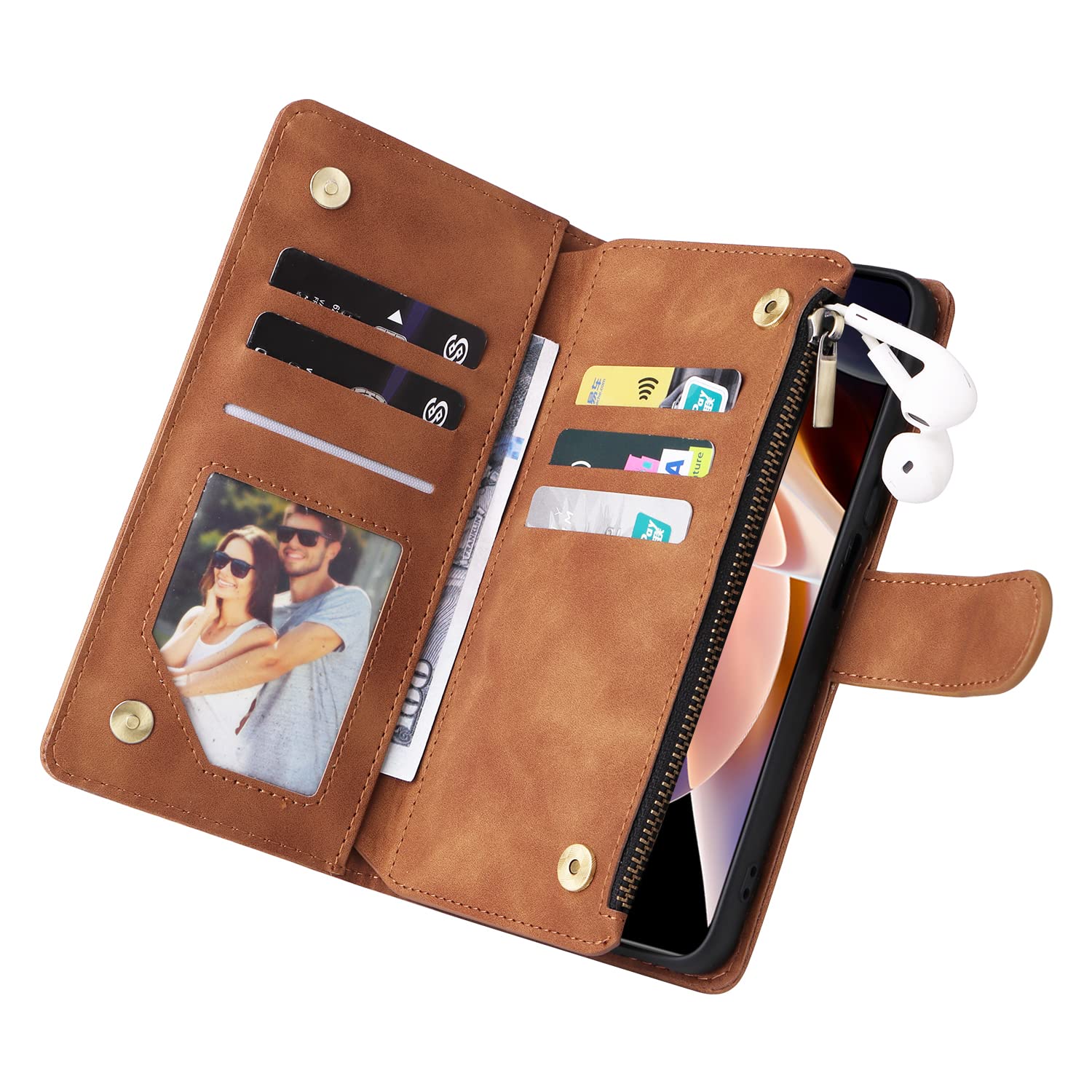 Ezhsmfu Custodia per Xiaomi Redmi NOTE 10 PRO MAX Flip Cover a Libro [3 Slot per Carte +1 Portafoglio][Magnetica][Stand] schouderband Cinturino da polso 360° Antiurto Supporto 2& Vetro Temperato,black
