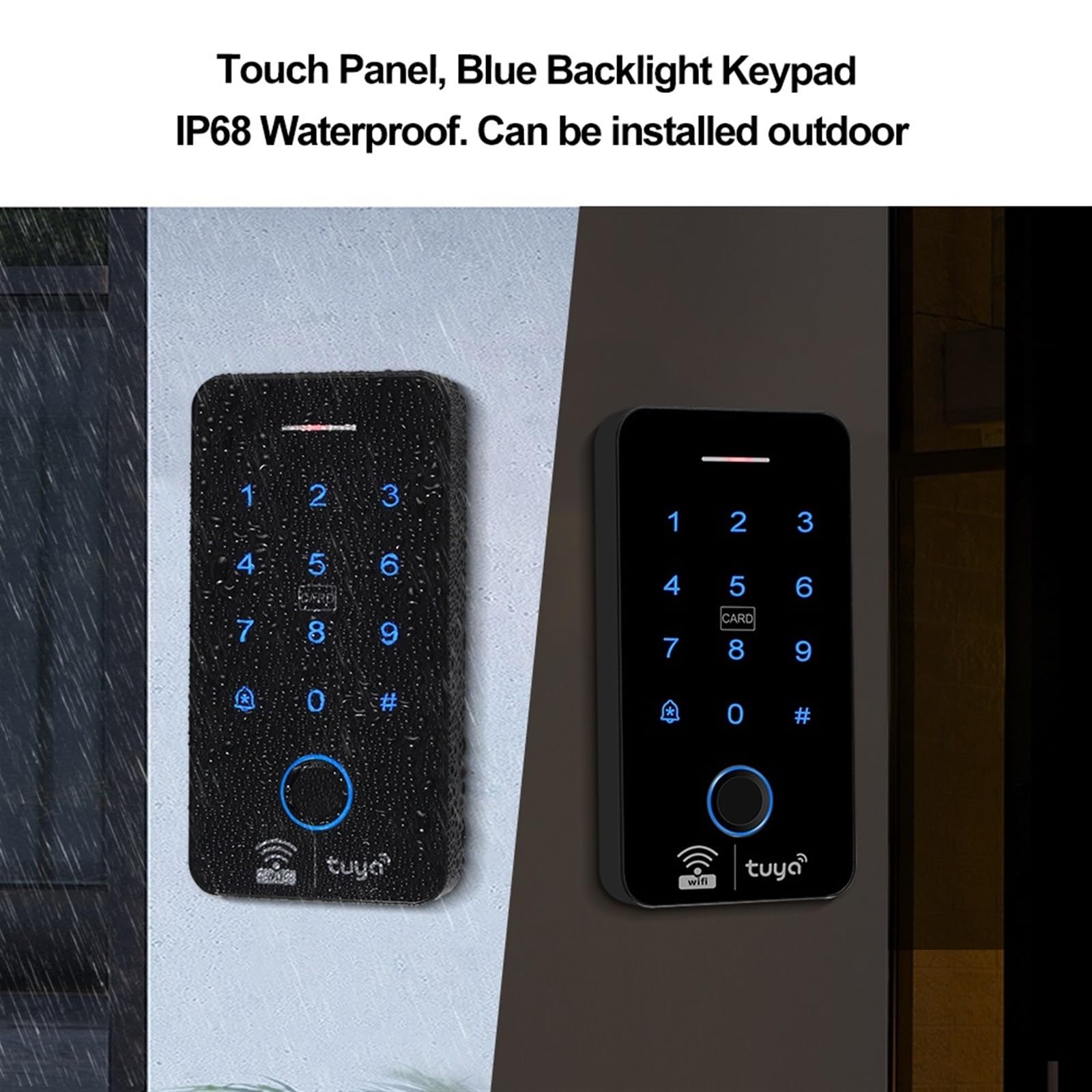Controlador de acceso huellas dactilares, Bluetooth, Wifi, resistente al agua, teclado RFID, táctil WG26, aplicación remota inteligente, abridor puerta para Seguridad Eléctrica(Keypad Mixed Keys)