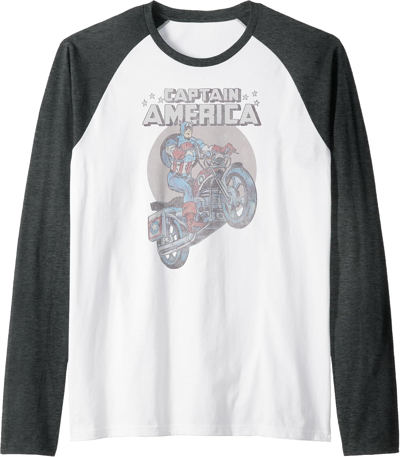 Marvel Avengers Captain America Motorcycle Portrait Raglan Baseball Tee