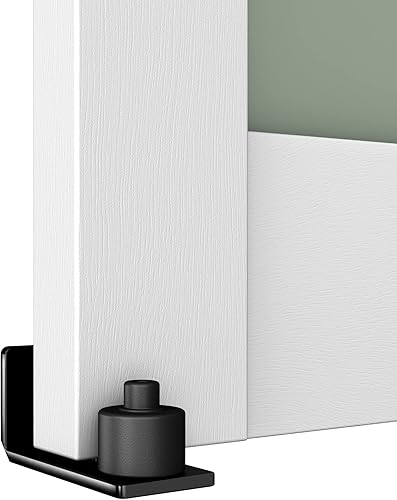 Miniatura 7 de Puerta corrediza de granero de vidrio templado, 84 x 36 pulgadas, color blanco, puerta de granero de vidrio esmerilado individual con kit completo