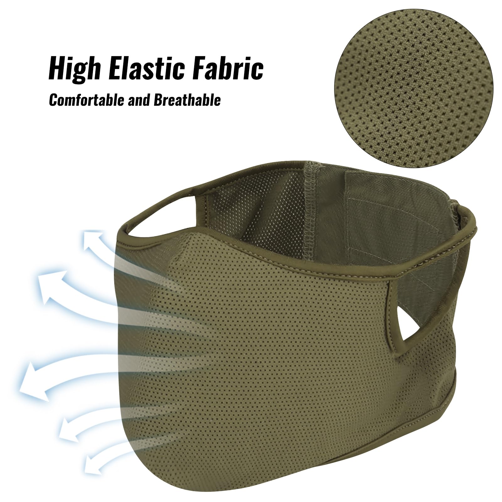 Qavctw Maschera tattica da tiro, pieghevole, per softair, in silicone, traspirante, per esterni, mezza faccia, militare, per tiro, equitazione, arrampicata, paintball, caccia