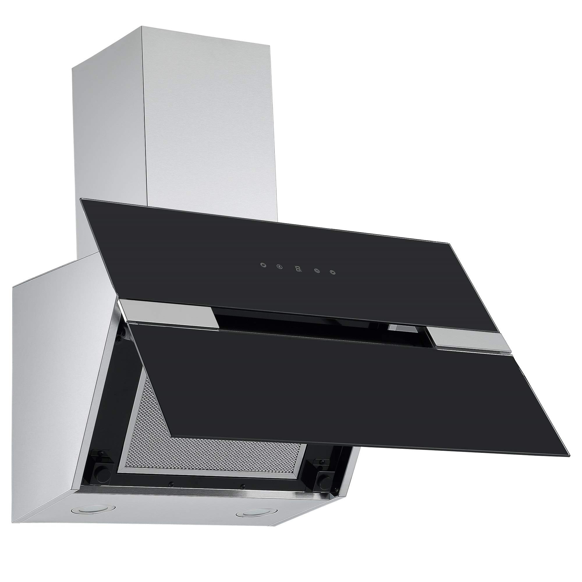 Cookology 60cm Black Angled Extractor Fan Designer Chimney Cooker Hood, Touch Controls (Carbon Filters) — view 5