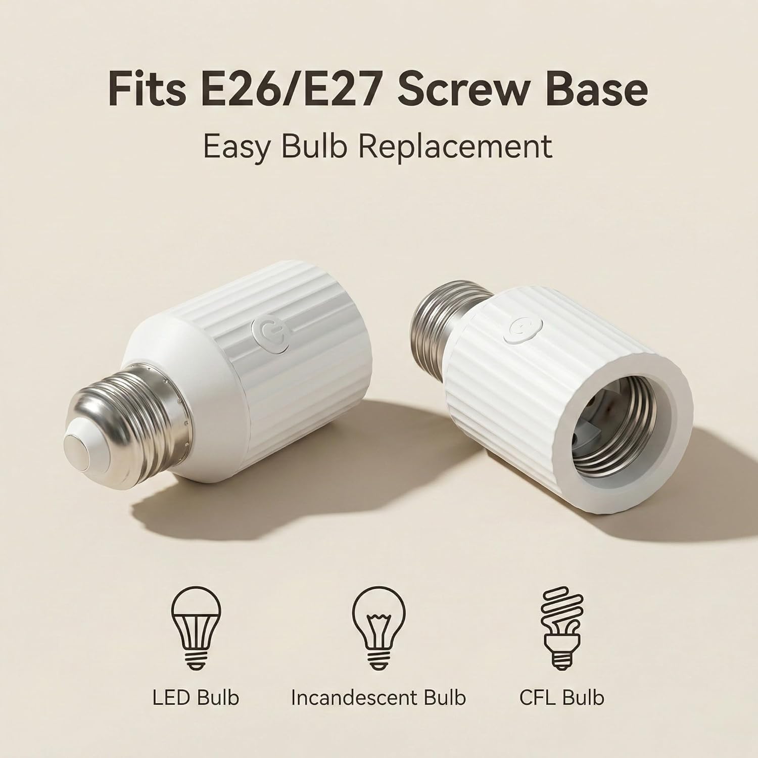 LoraTap Remote Control Light Socket, Wireless Light Switch for Pull Chain & Bare Fixtures, Wall Mount, 100ft Range for Closet, Basement & Garage, E26 E27 Adapter, No Wiring (1 Remote + 2 Sockets)
