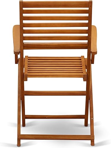 Miniatura 12 de East West Furniture MNBS3CANA - Juego de 3 piezas de bistró para conversación al aire libre que contiene una mesa de centro redonda de madera de