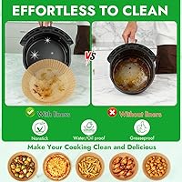 Vista 5 de BYKITCHEN 300 forros desechables para freidora de aire Ninja AF141 5QT Pro AF181 6.5QT, Chefman 6 cuartos de galón, Cosori 6QT y otras freidora