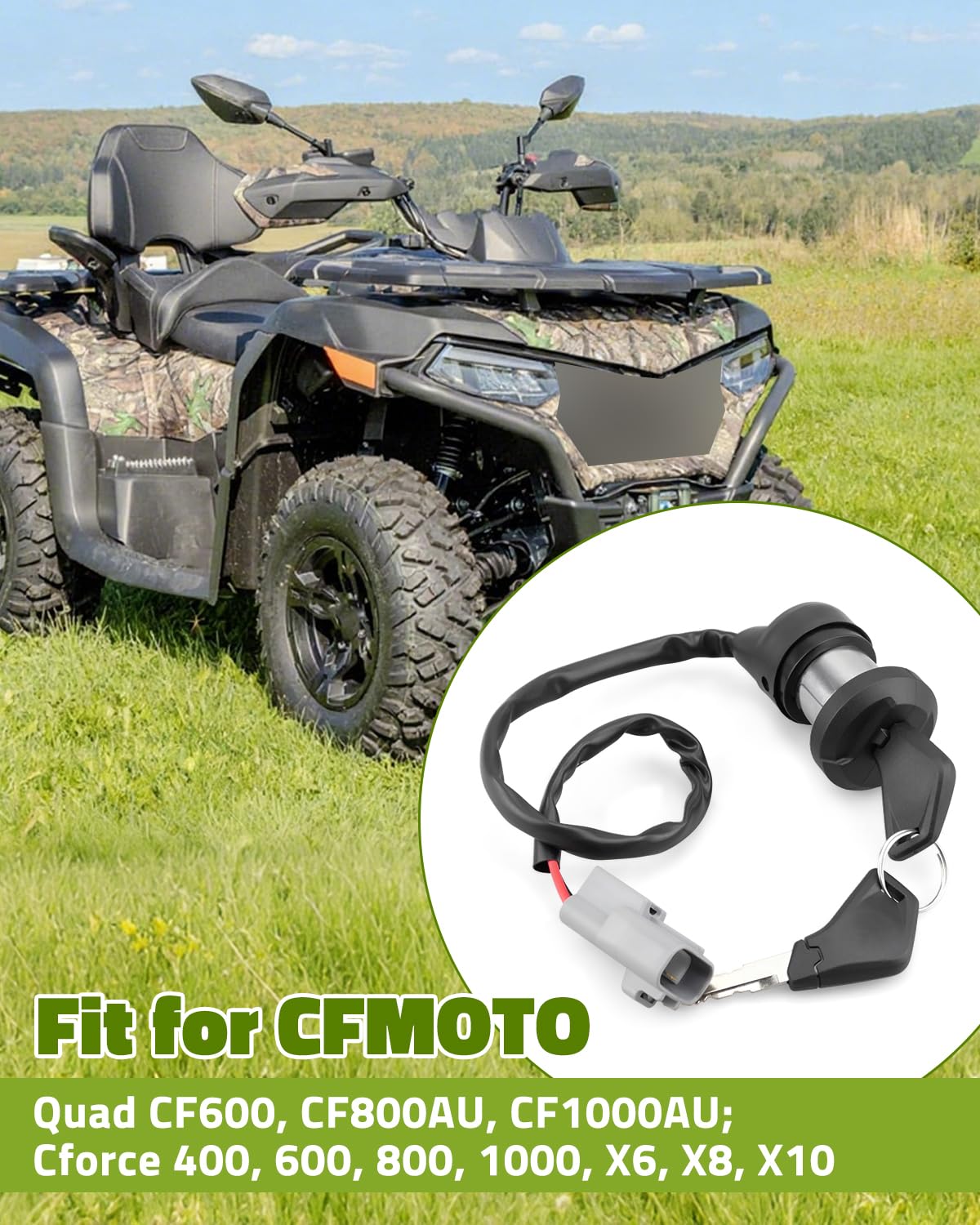 9dsv-011000-6k00 Ignition Switch Lock Kit with 2 Keys Fit for CFMOTO Quad CF600 CF800AU CF1000AU Cforce 400 600 800 1000 X6 X8 X10 2022-2024, All Terrain Vehicles Parts