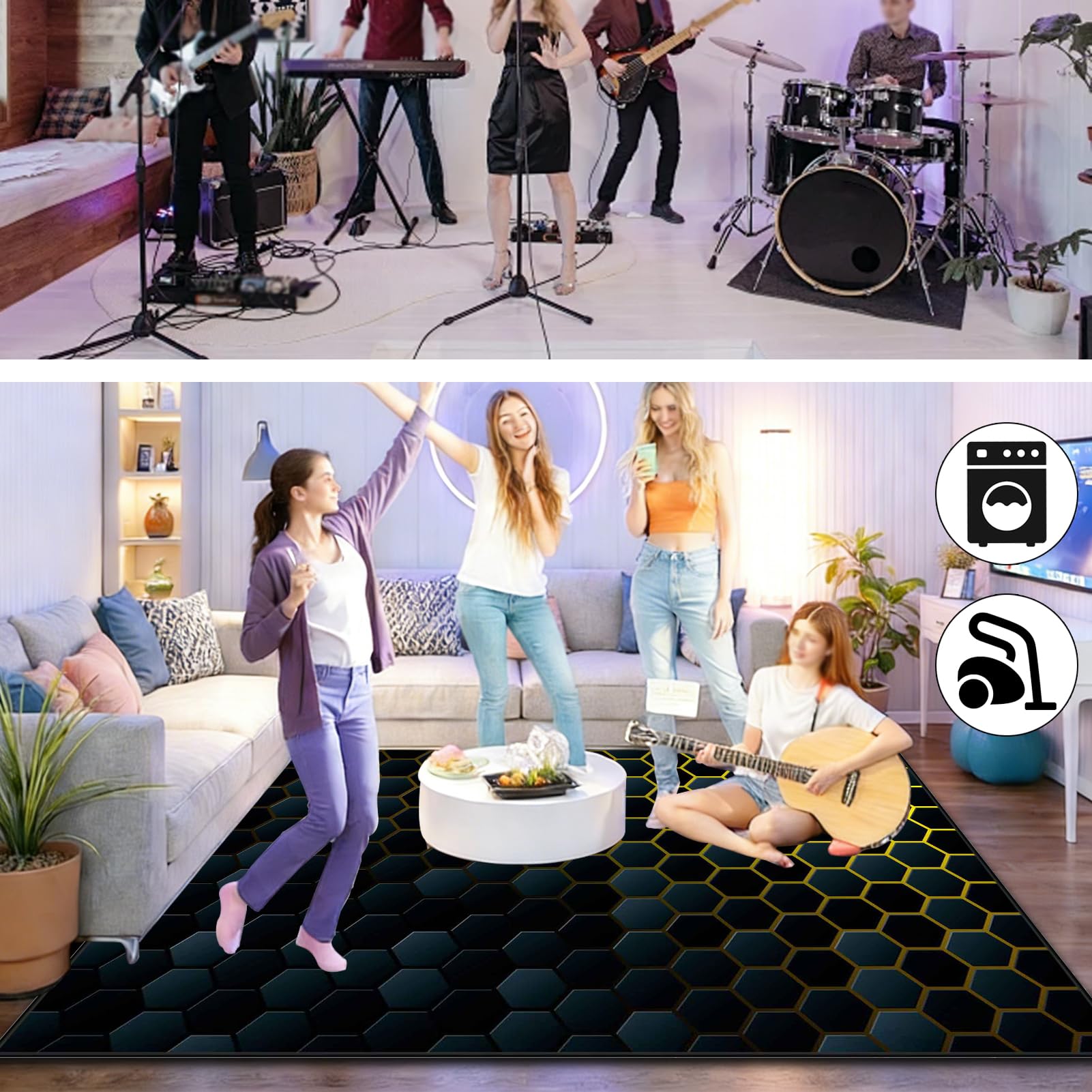140 x 120 cm Dywan z baterią elektroniczną Dźwiękoszczelny Antypoślizgowy Dywan Pochłaniający Akustyczny Profesjonalna mata do instrumentów muzycznych do instrumentów muzycznych do gitary basowej