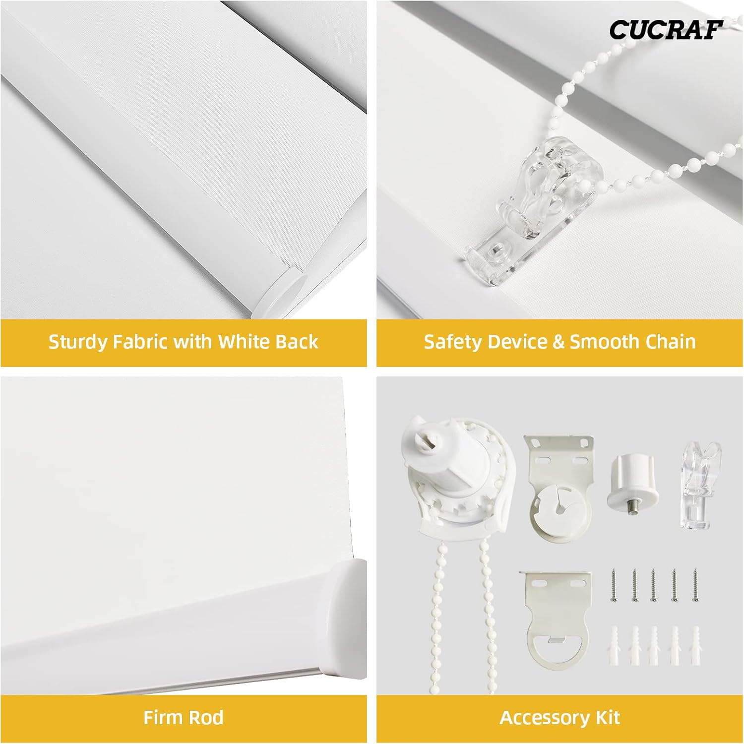 CUCRAF Off White Roller Shades with Grommet Blackout Curtains 2 Panels Bundle : Home & Kitchen