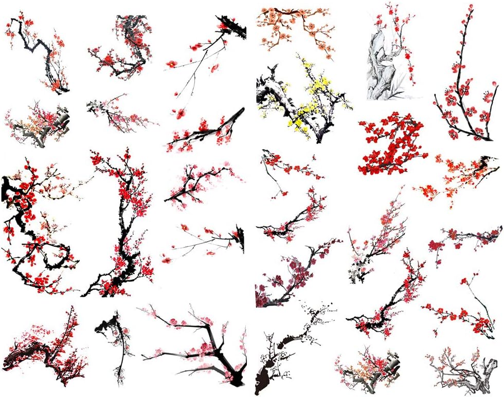 SeasonstormInk Painting Plum Blossom Kawaii Aesthetic Pastel Art Agenda Journal Planner Stationery Stickers